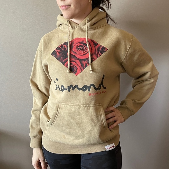 Diamond Supply Co. Tops - Tan Diamond Supply Co. OG Sign Rose Pullover Hoodie Size Small